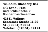 Blasberg, Wilhelm, KG