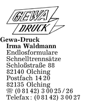 Gewa-Druck Irma Waldmann