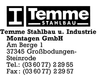 Temme Stahlbau und Industrie Montagen GmbH