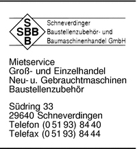 SBB Schneverdinger Baustellenzubehr-und Baumaschinenhandel GmbH