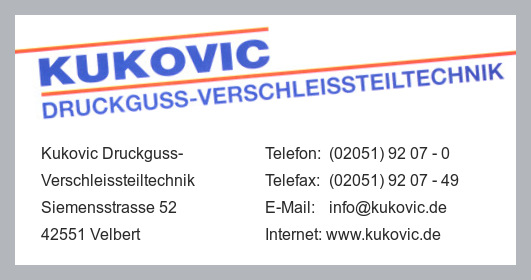 Kukovic Druckguss-Verschleissteiltechnik