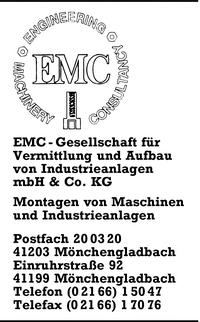 EMC Gesellschaft fr Vermittlung und Aufbau von Industrieanlagen mbH & Co. KG