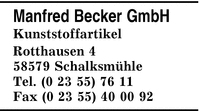 Becker, Manfred, GmbH, Kunststoffartikel